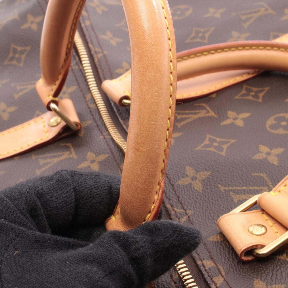 LOUIS VUITTON Authentic Brown Monogram Leather Keepall 50 Boston Bag - Picture 7 of 8